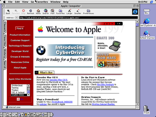 Металлический интерфейс в Mac OS 8.1