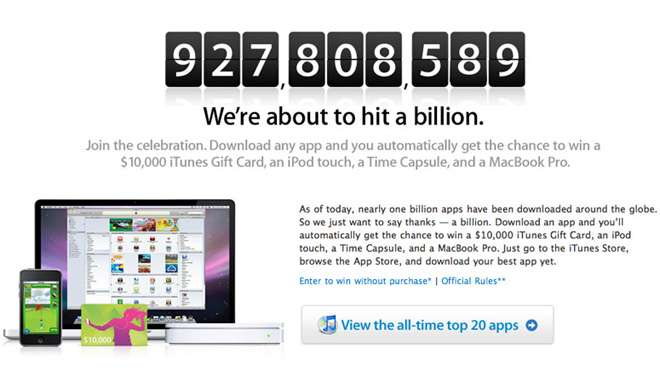 App Store: счетчик на миллиард
