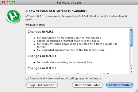 uTorrent 0.9.1