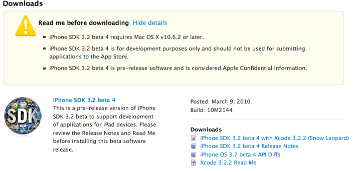Разработчикам доступна iPhone SDK 3.2 beta 4