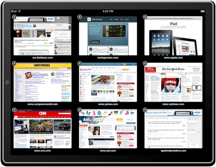 Браузер Safari в симуляторе iPad