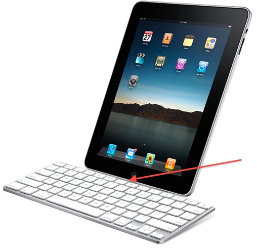 Секретная клавиша на клавиатурном Dock для iPad