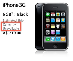 Apple iPhone 3G недоступен для заказа