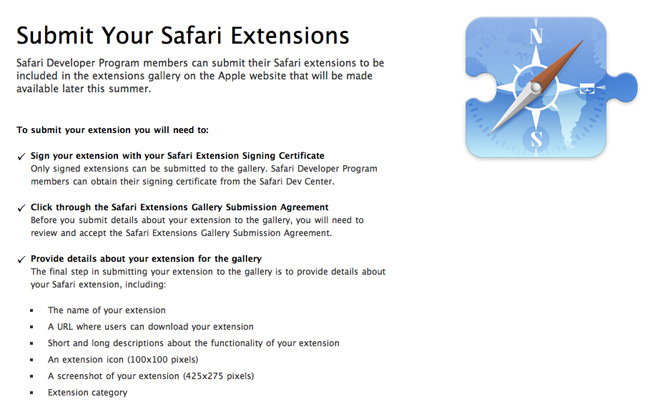 Apple создаст галерею расширений для Safari