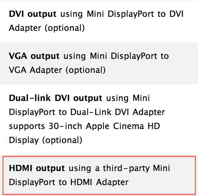 Mini DisplayPort в новых MacBook Pro может передавать аудио и видеосигнал