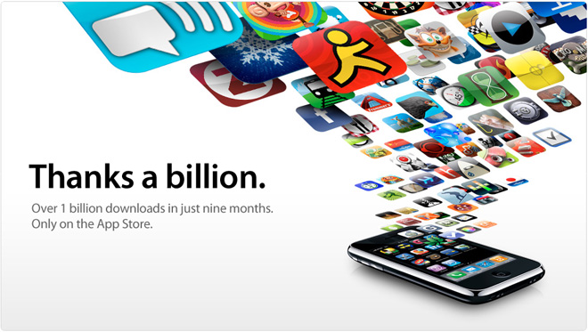 App Store: более 1 миллиарда загрузок за 9 месяцев