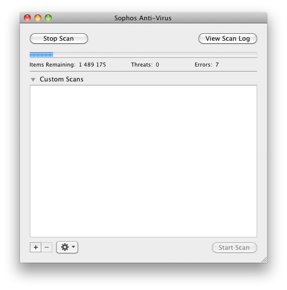 Сканирование файлов в Sophos Anti-Virus for Mac