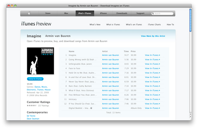Новая функция iTunes Preview для сервиса iTunes Store