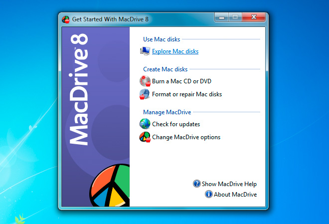 Меню MacDrive 8