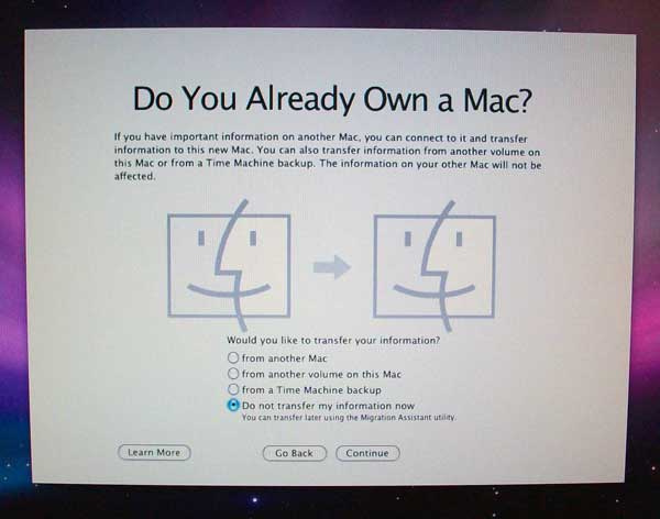 Перенос данных из другой Mac OS X