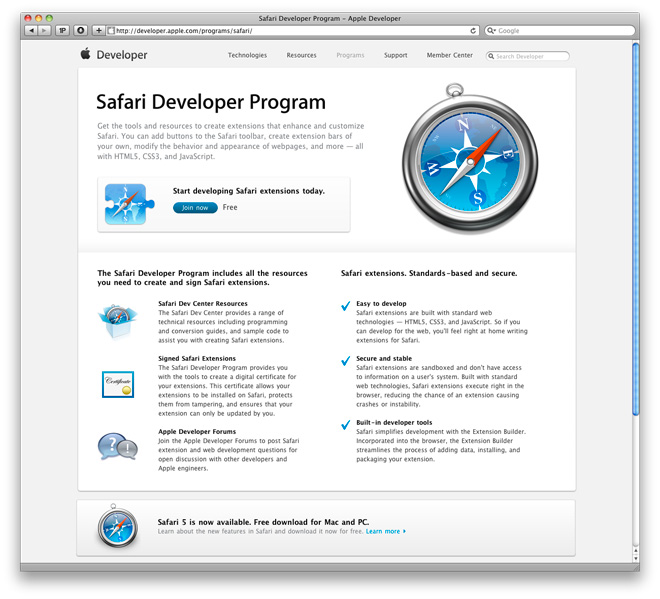 Safari Developer Program